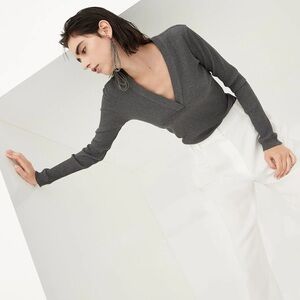 Designer Madeleine Press v-neck 100% pure new wool sweater made in England